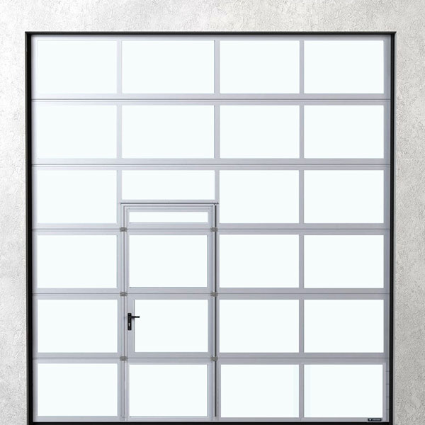 Brama z drzwiami przejściowymi i dolnym panelem przeszklonym